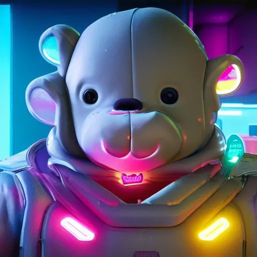 Prompt: care bears in cyberpunk 2 0 7 7 8 k hyperdetailed photorealism hdr unreal engine 5 extremely high level of detail