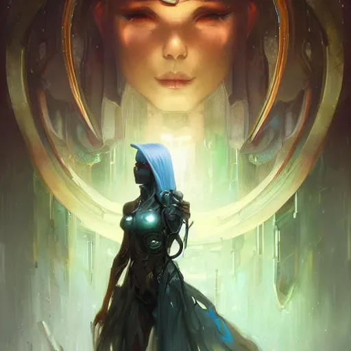 Image similar to portrait of a beautiful cybernetic mage, cyberpunk concept art by pete mohrbacher and seb mckinnon and beksinski and josan gonzales, digital art, highly detailed, intricate, sci-fi, sharp focus, Trending on Artstation HQ, deviantart, unreal engine 5, 4K UHD image