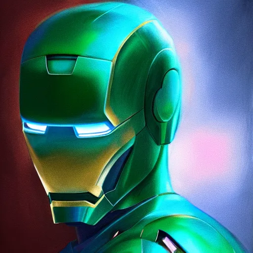 Image similar to iron man in blue and green, furry art, furaffinity, extremely detailed, digital painting, artstation, concept art, smooth, sharp focus, illustration, incredible art