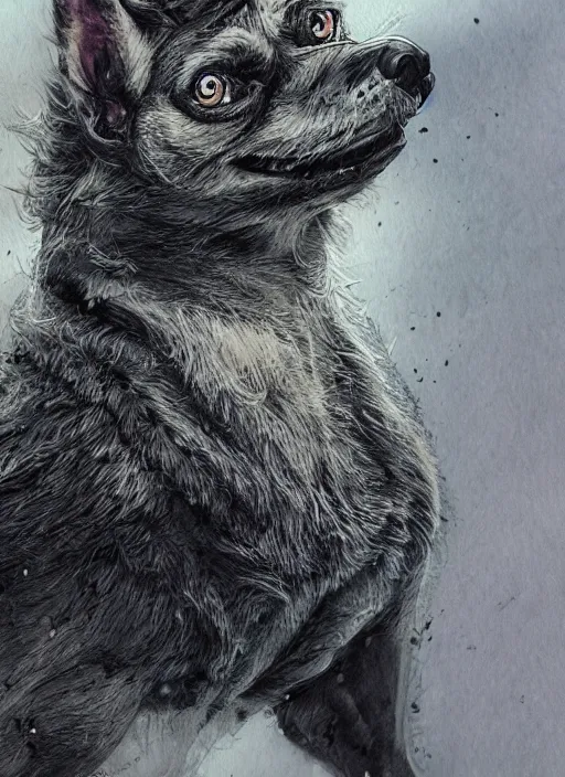 Prompt: werewolf pug, watercolor, dramatic lighting, cinematic, establishing shot, extremely high detail, foto realistic, cinematic lighting, pen and ink, intricate line drawings, by Yoshitaka Amano, Ruan Jia, Kentaro Miura, Artgerm, post processed, concept art, artstation, matte painting, style by eddie mendoza, raphael lacoste, alex ross