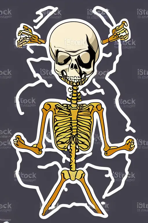 Image similar to Drug addict skeleton, sticker, andromorphic, colorful, illustration, highly detailed, simple, smooth and clean vector curves, no jagged lines, vector art, smooth