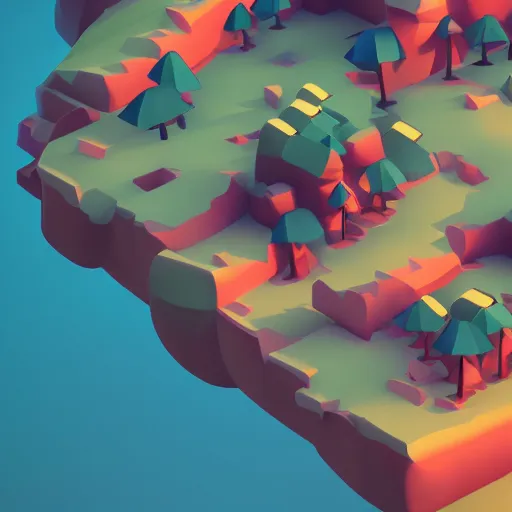 Image similar to amazing landscape, mobile game 3 d render, minimalistic, octane, by nickelodeon style, depth of field, isometric,