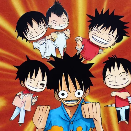Prompt: luffy making origami of luffy - n 4