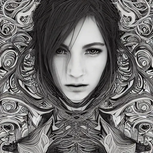 Image similar to the portrait of an unbelievably beautiful woman partially made of onion rings, an ultrafine detailed illustration by james jean, final fantasy, intricate linework, bright colors, behance contest winner, vanitas, angular, altermodern, unreal engine 5 highly rendered, global illumination, radiant light, detailed and intricate environment