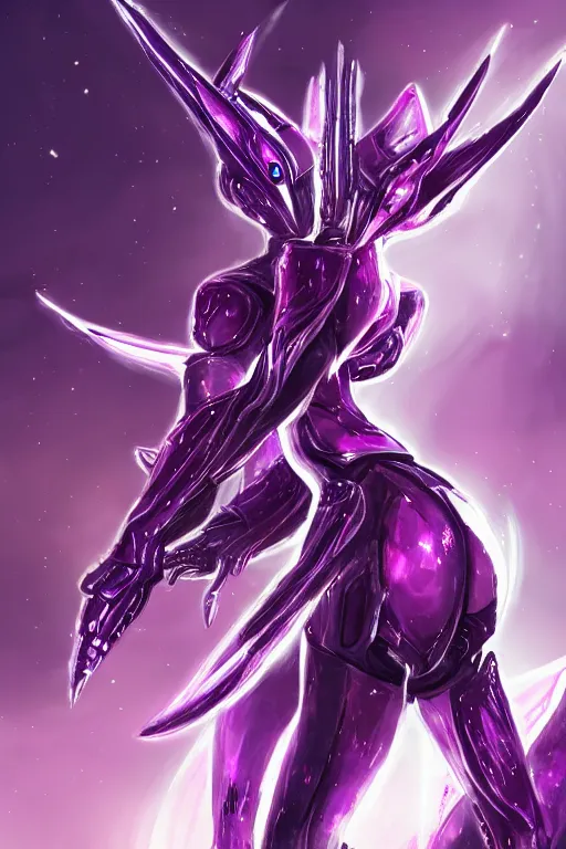 Prompt: galactic rear hyperdetailed elegant beautiful stunning hot giantess anthropomorphic mecha sexy female dragon goddess, sharp spines, sharp ears, smooth purple eyes, smooth fuschia skin, silver armor, bigger than galaxy, epic proportions, epic scale, epic size, warframe fanart, destiny, furry, dragon art, goddess art, giantess art, furaffinity, octane