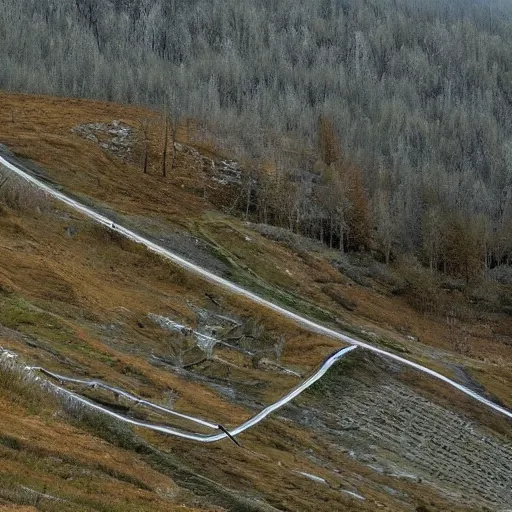 Prompt: ''down a gravel road', 'up a hill', oh my goodness, what a nice view! ', an image of some modular synthesizers