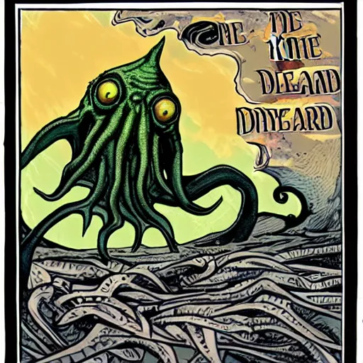 Prompt: In the city of R’lyeh dead Cthulhu lays dreaming