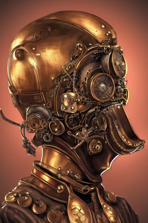 Image similar to steampunk helmet fantasy art mask robot ninja stylized digital illustration sharp focus, elegant intricate digital painting artstation concept art global illumination ray tracing advanced technology chaykin howard and campionpascale and cooke darwyn and davis jack