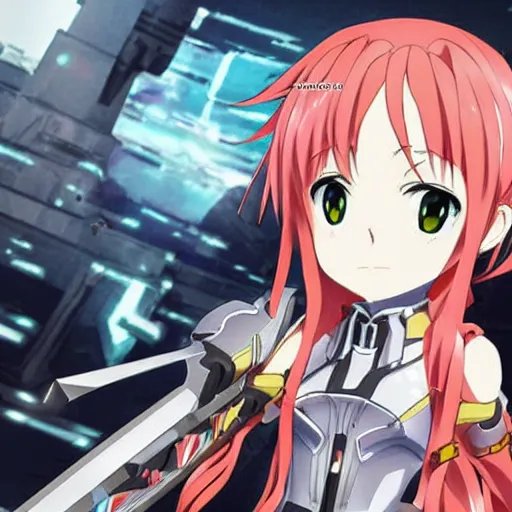 Prompt: a sword art online character drawn in the style of neo genesis evangelion. pretty. very detailed.