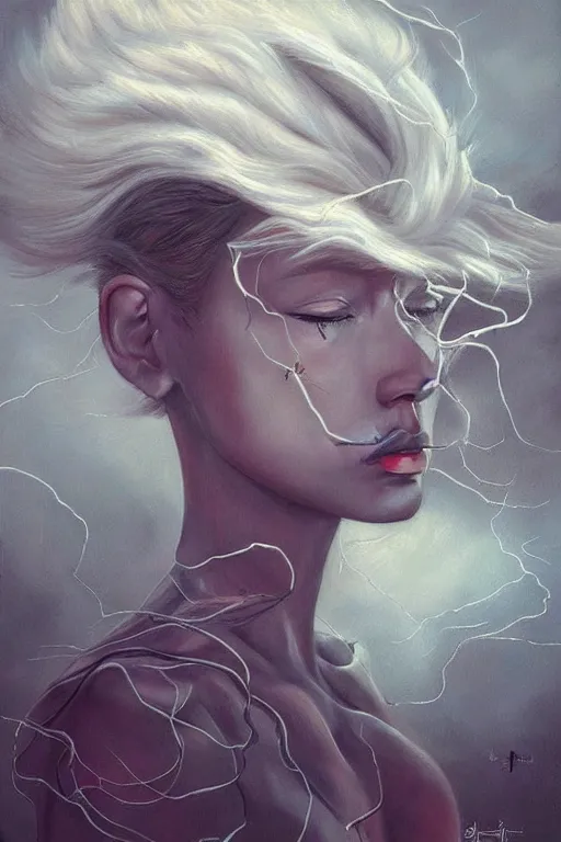 Image similar to hyper realistic painting of a storm by james jean trending on artstation. extremely detailed.