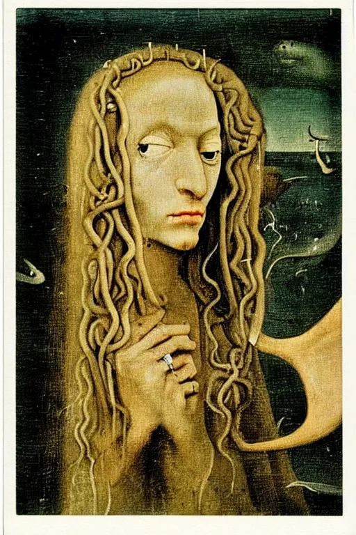 Image similar to An instax film still of Medusa by Hieronymus Bosch, by Salvador Dali