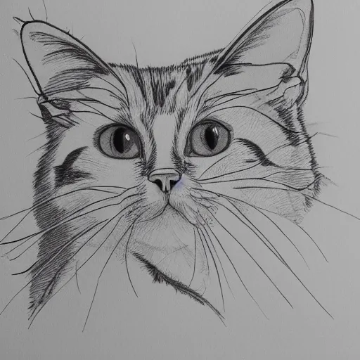 Image similar to one - line drawing of happy cat