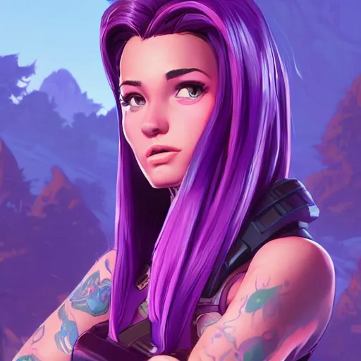 Prompt: beautiful female purple hair fantasy art apex fortnite Video game icon, 2d game art gta5 cover , official fanart behance hd artstation by Jesper Ejsing, by RHADS, Makoto Shinkai and Lois van baarle, ilya kuvshinov, rossdraws