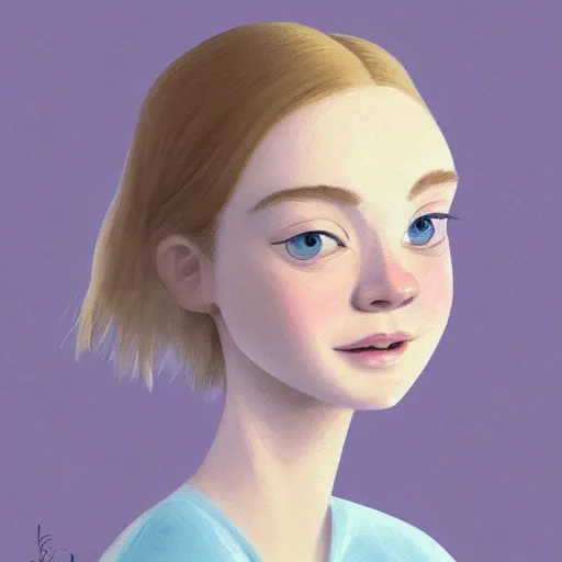 Image similar to professional painting of Elle Fanning in the style of Goro Fujita, head and shoulders portrait, symmetrical facial features, smooth, sharp focus, illustration, intricate, stormy weather, extremely detailed masterpiece,