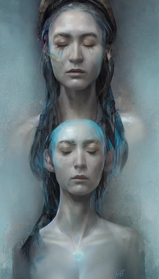 Prompt: portrait of a digital shaman, by cgsociety