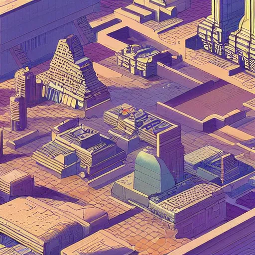 Image similar to isometric sci - fi city by moebius. illustration. beautiful detailed high quality render.