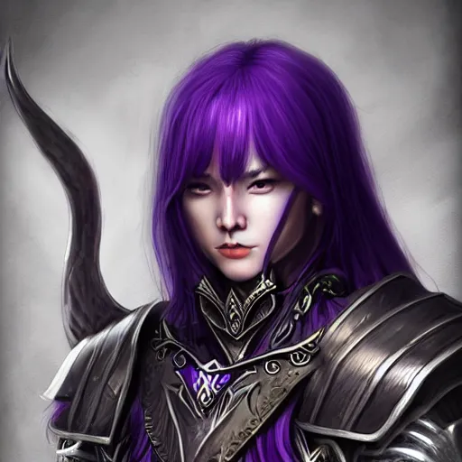 Image similar to Portrait of a seasoned muscular elven warrior in black and purple armour and wolf skin. In style of Hyung-tae Kim, concept art, trending on ArtStation, Korean MMORPG.