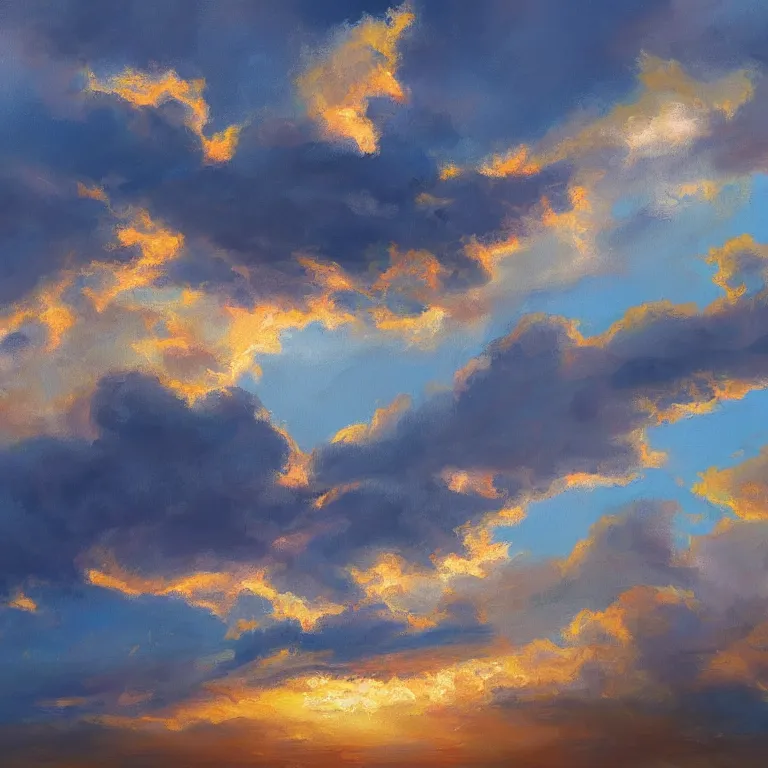 Prompt: a beautiful painting of every cloud has a silver lining, paradise, sunset, made frome marshmallow, highly detailed, 8 k resolution, trending on artstation