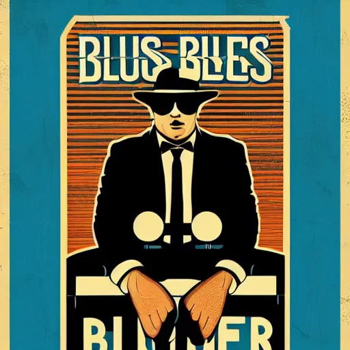 Prompt: blues brother poster, dan mumford - h 8 0 0