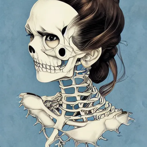Image similar to anime manga skull portrait young woman bride skeleton, intricate, elegant, highly detailed, digital art, ffffound, art by JC Leyendecker and sachin teng