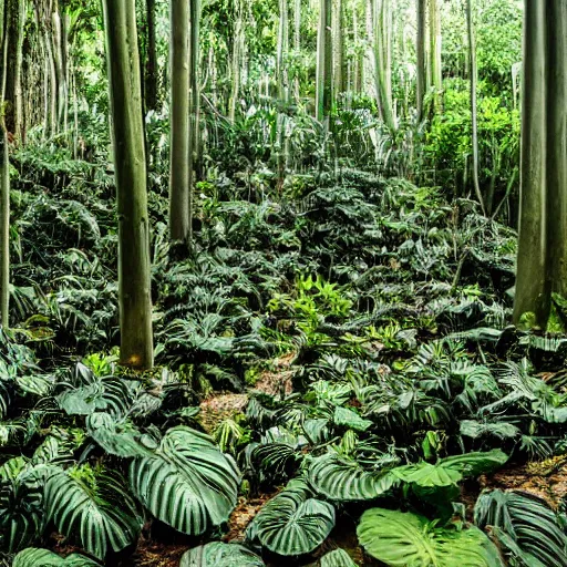 Image similar to forest full of black tacca chantrieri, beautiful, stunning