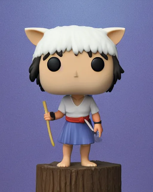 Image similar to full body 3d render of princess mononoke as a funko pop, studio lighting, white background, blender, trending on artstation, 8k, highly detailed