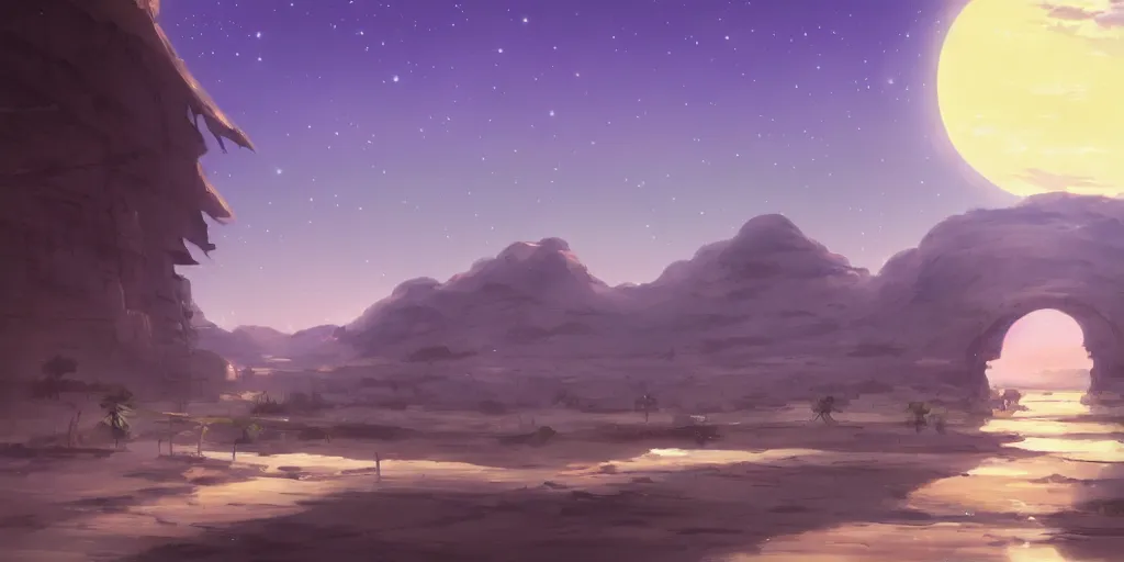 Image similar to arabian night landscape by makoto shinkai