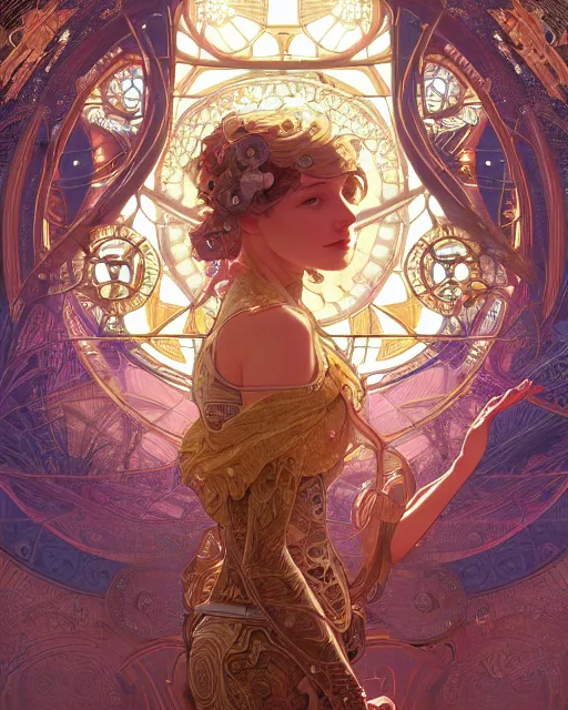 Image similar to future of humanity | highly detailed | very intricate | art nouveau | gold filigree | cybernetic storybook fantasy | soft cinematic lighting | award - winning | painted by mandy jurgens and alphonse mucha and alena aenami | pastel color palette | featured on artstation