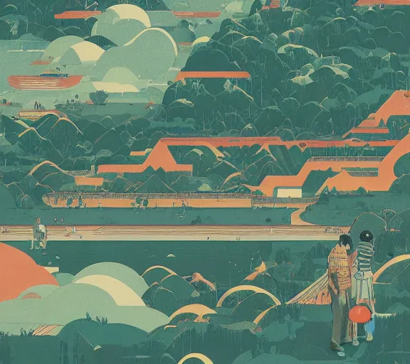 Image similar to horizontal landscape by sachin teng, hasui kawase