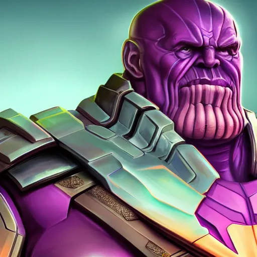 Prompt: Thanos is a robot, concept art, digital art, well detailed, trending on artstation