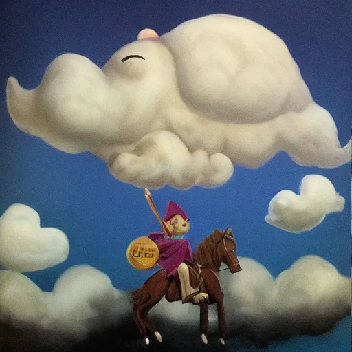 Image similar to wizard riding on cloud