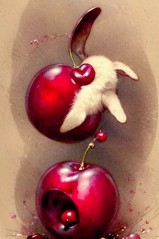 Image similar to ( ( ( ( ( thumper hold magic glowing cherry in cherry corchard. muted colors. ) ) ) ) ) by jean - baptiste monge!!!!!!!!!!!!!!!!!!!!!!!!!!!