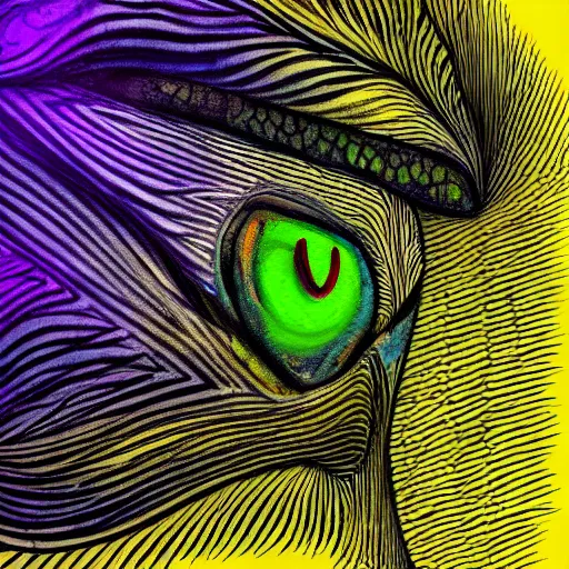 Prompt: Dragon close up of face, abstract, simplified shapes, hypnotic eyes