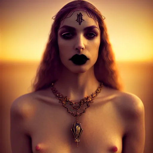 Image similar to photographic portrait of a stunningly beautiful gothic hermetic order of the golden dawn female in soft dreamy light at sunset, contemporary fashion shoot, by edward robert hughes, annie leibovitz and steve mccurry, david lazar, jimmy nelsson, breathtaking, 8 k resolution, extremely detailed, beautiful, establishing shot, artistic, hyperrealistic, beautiful face, octane render