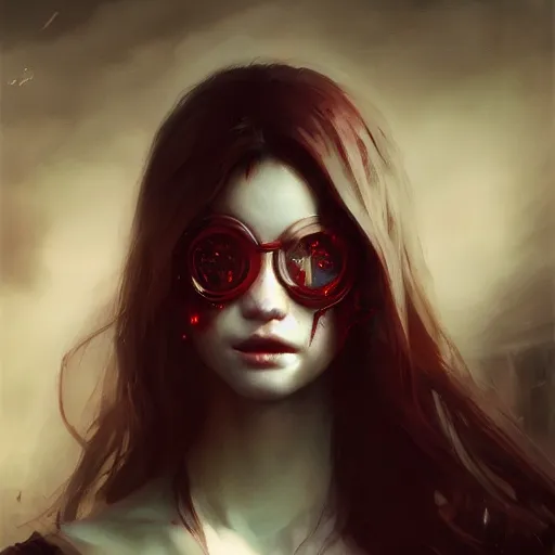 Image similar to a vampire covering her eyes, ultra high detailed, oil painting, greg rutkowski, charlie bowater, yuumei, yanjun cheng, unreal 5, daz, hyperrealistic, octane render, rpg portrait, dynamic lighting