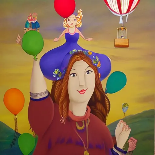 Prompt: the goddess of the balloon ascent