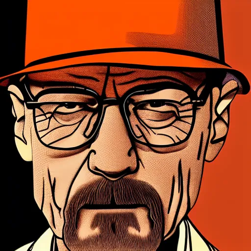 Prompt: portrait of walter white drinking orange juice, digital art, highly detailed and intricate, realistic and 8 k