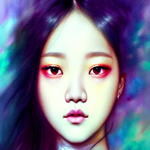 Image similar to jisoo of blackpink, hyperrealistic portrait, by karol bak and agnes cecile and artgerm, fantasy art, photo realistic, dynamic lighting, artstation, poster, volumetric lighting, very detailed face, 8 k, award winning