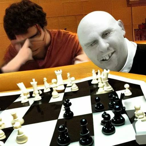 Image similar to “ gary chess playing chess against bowser ”