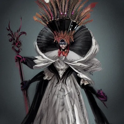 Image similar to dark character design inspired by venice carnival, concept art, smooth