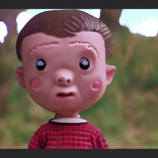 Image similar to Eleven from Stranger Things in the style of Peppa Pig