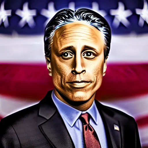 Prompt: Jon Stewart as President of the United States, photo, 8K