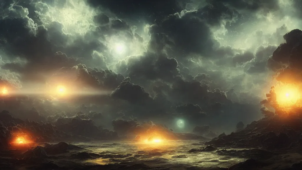 Image similar to von neumann probes replicating in the galaxy. andreas achenbach, artgerm, mikko lagerstedt, zack snyder 3 8 4 0 x 2 1 6 0