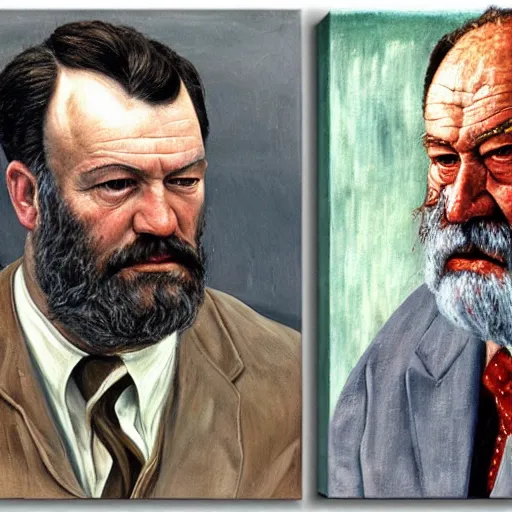 Prompt: high quality high detail painting by lucian freud, hd, portrait of hemingway