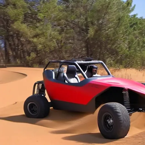 Prompt: tesla dune buggy off - roading