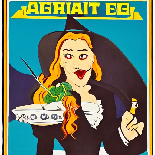 Prompt: corporate anti - witch propaganda poster