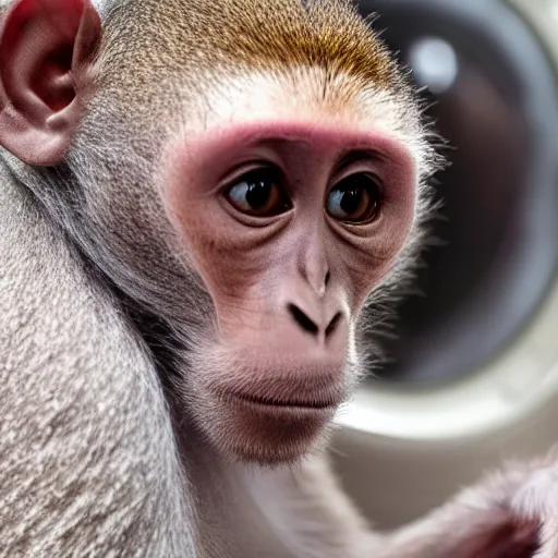 Image similar to photographic portrait of an astronaut monkey