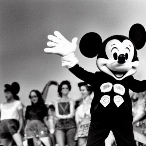 Image similar to mickey mouse performing at woodstock