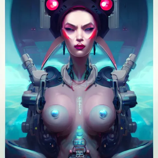 Image similar to a portrait of a beautiful cybernetic geisha, cyberpunk concept art by pete mohrbacher and wlop and artgerm and josan gonzales, digital art, highly detailed, intricate, sci-fi, sharp focus, Trending on Artstation HQ, deviantart, unreal engine 5, 4K UHD image