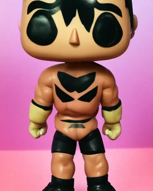 Image similar to wrestler Funko Pop. Photographic, photography